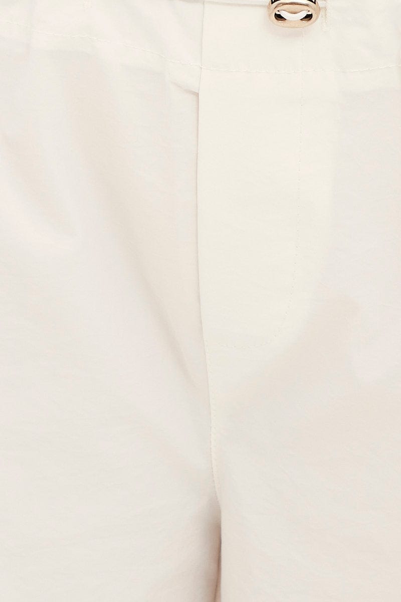 White Cargo Parachute Pants