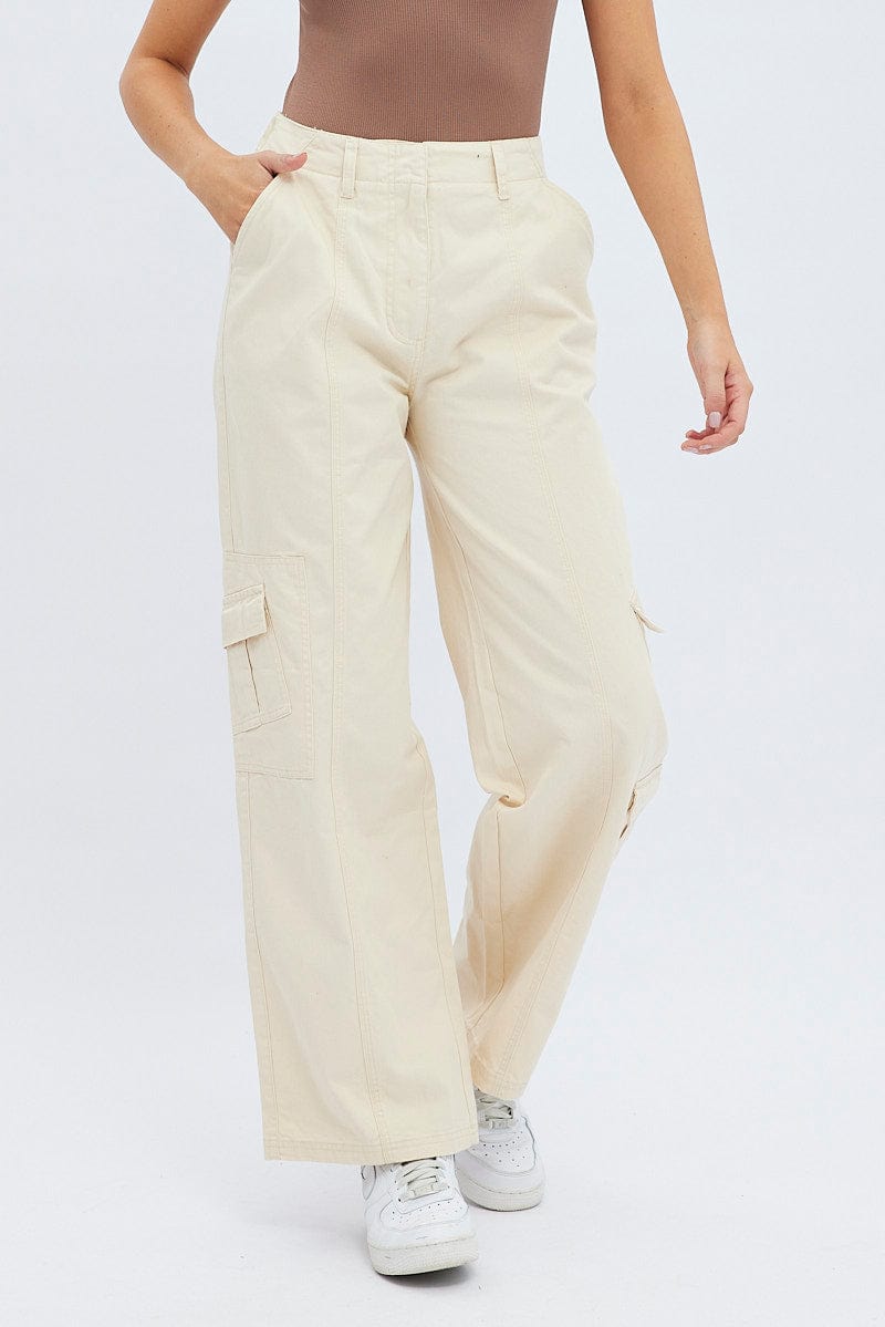 Camel Cargo Pants Low Rise