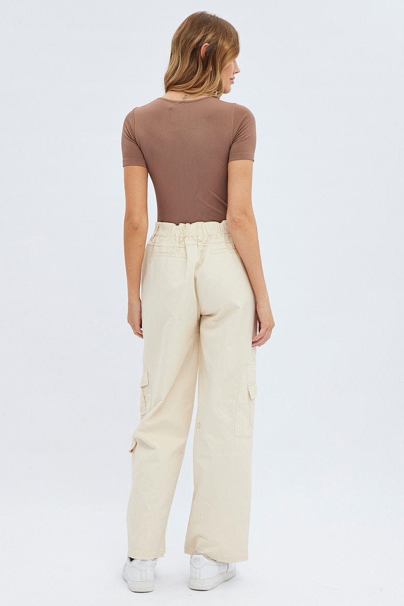 Camel Cargo Pants Low Rise