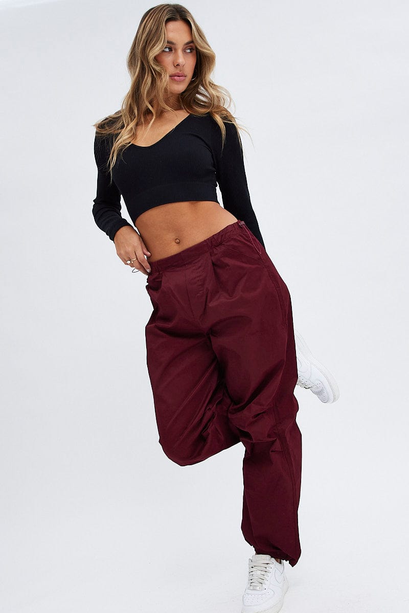 Purple Parachute Cargo Pants Low Rise