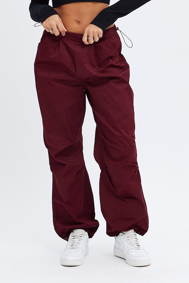 Purple Parachute Cargo Pants Low Rise