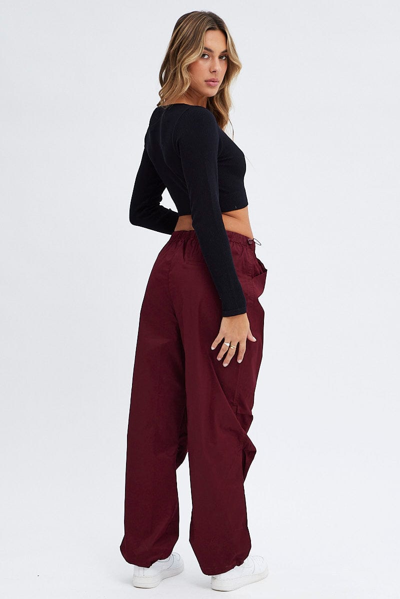 Purple Parachute Cargo Pants Low Rise