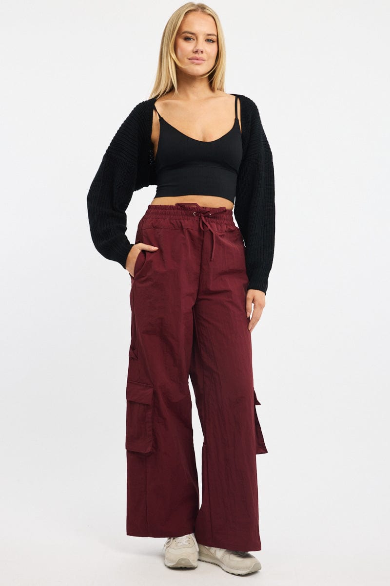 Red Cargo Pants High Rise