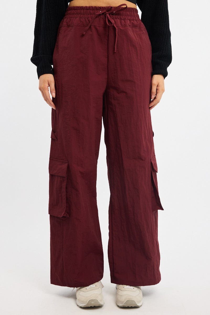 Red Cargo Pants High Rise
