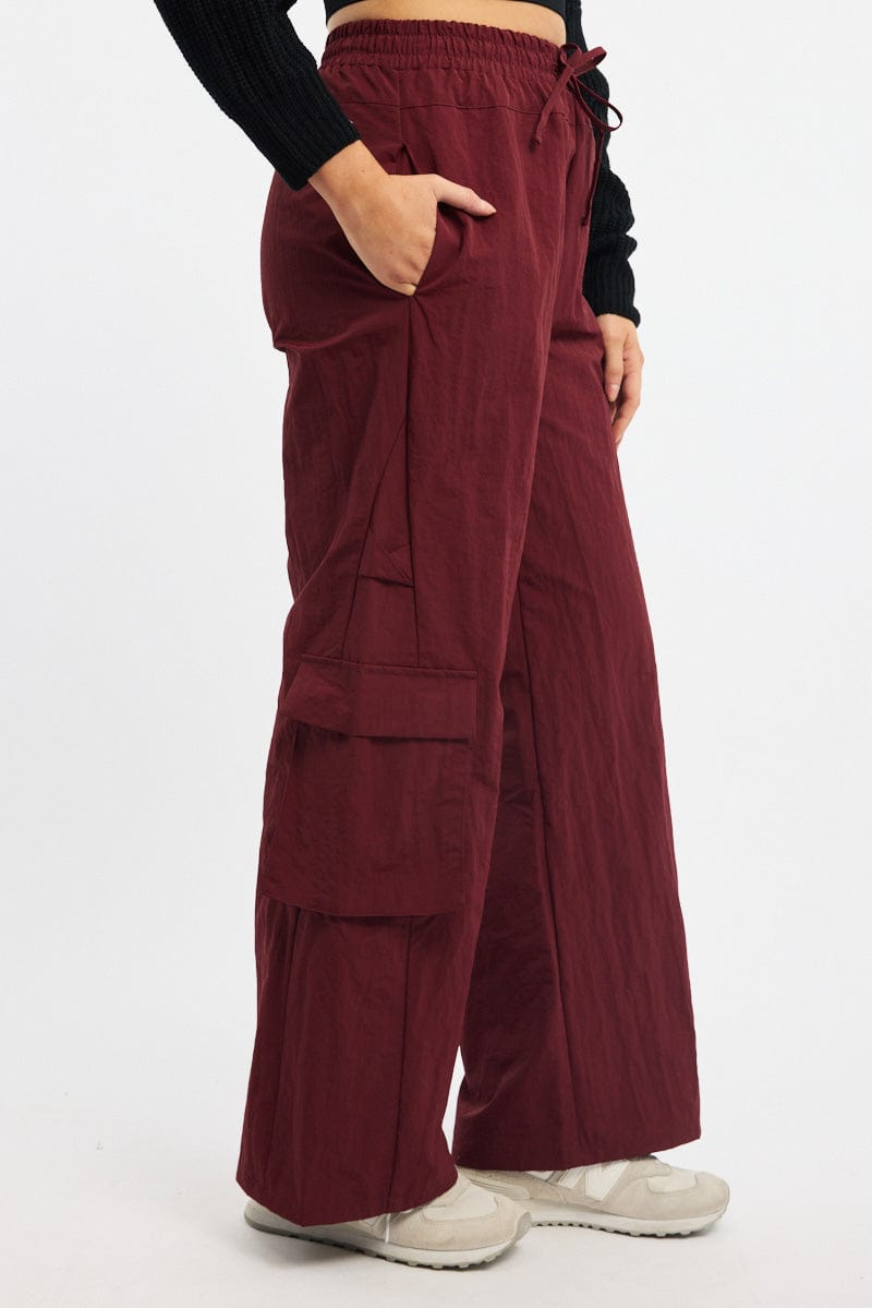 Red Cargo Pants High Rise
