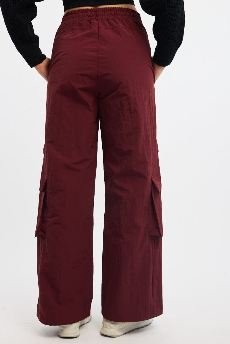 Red Cargo Pants High Rise
