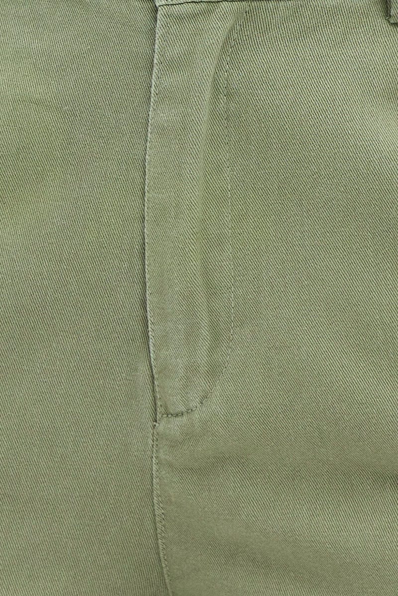 Green Wide Leg Pants Cargo Pockets